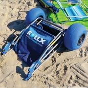 Rollx Big Balloon Wheel Foldable Beach Cart Storage Wagon for Sand, with 13-In. Beach Tires, Blue, RLX1-1107