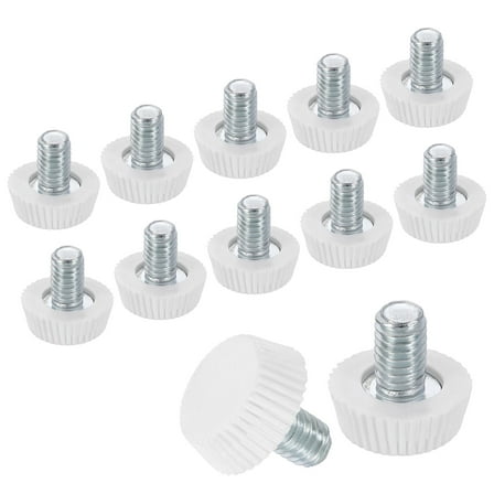 12Pack M6 Thread Furniture Feet Levelers, 16x9 Adjustable Leveling Table Feet, Screw on Furniture Glide Leveling for Chair Stool Legs, White