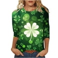 thumbnail image 2 of Zedker St Patricks Day Shirt Women 3/4 Sleeve Irish Shamrock Graphic Tee Festival Tops Green Clover Clothes Funny Gift, 2 of 5