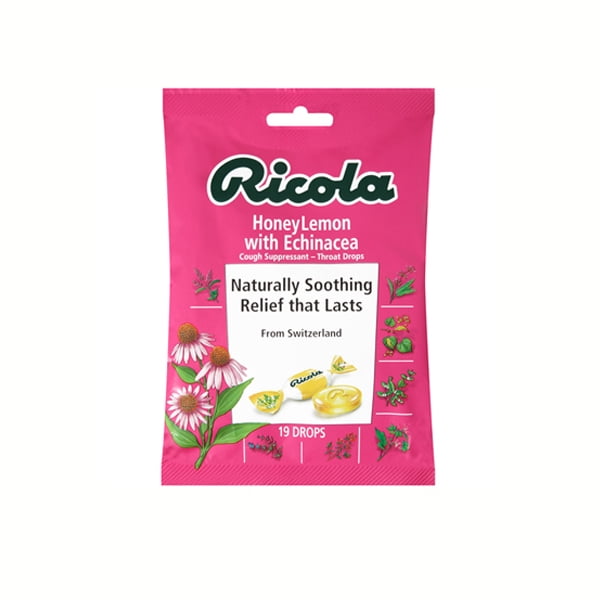 Ricola Honey Lemon Echinacea Cough Suppressant Throat Drops 3 oz 19 pcs