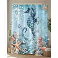 thumbnail image 4 of Shower Curtain, Seahorse Coral Starfish Ocean Coastal Washable Shower Curtain with Hooks Bath Decor Fabric Shower Curtains for Bathroom, Hotel, Stalls, Bathtubs, 48x72 Inch, 4 of 6