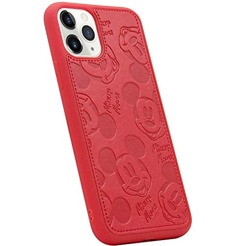 Mc Fashion Iphone 11 Pro Max Case Cute Cartoon Mickey Mouse Solid Color Faux Pu Leather Full Body Protective Skin Soft Tpu Case For Apple Iphone 11 Pro Max 6 5 Inch Red