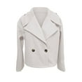 thumbnail image 3 of Womens Wool Blend Cropped Trench Coat Fall Winter Pea Coat Double Breasted Blazer Jackets Fashion CoatWhite 2XL, 3 of 4