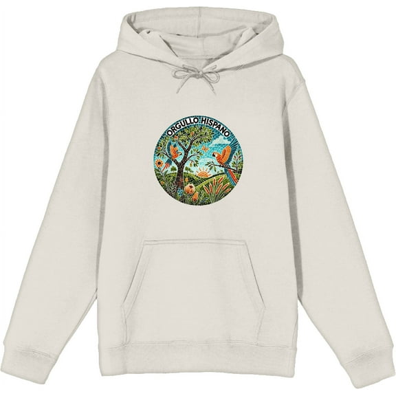Orgullo Hispano Parrot Mosaic Adult Sand Long Sleeve Hoodie-XL