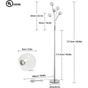 DingLiLighting 5 Lights Modern Globe Floor Lamps for Living Room, Farmhouse Tall Pole Tree Lighting for Bedroom, LED Corner Floor Lamp, Mid Century, G9 Bulb