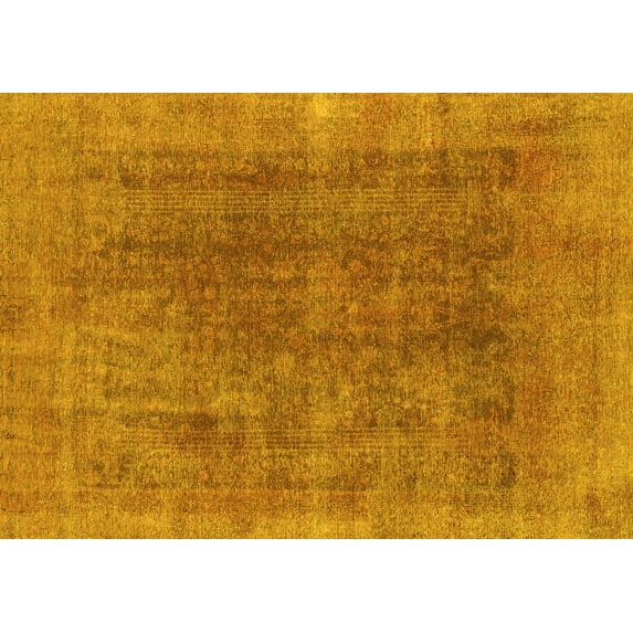Ahgly Company Machine Washable Indoor Rectangle Abstract Yellow Modern Area Rugs, 2' x 5'