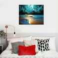 thumbnail image 4 of Shiartex Beach Wall Art Canvas Prints Moon Ocean Landscape Picture Home Decor Natural Seascape Paintings for Living room Bedroom Office Kitchen Decorations Modern Artwork Wood Framed 20x16 in/16x12 in, 4 of 4