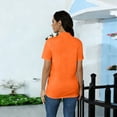 thumbnail image 4 of Mifsaly Womens Mock Neck Short Sleeve T-Shirt Basic Solid Color Slim Fit Stretchy Tee Tops Casual Lightweight Layering Casual Summer Undershirts Orange,XXL, 4 of 6