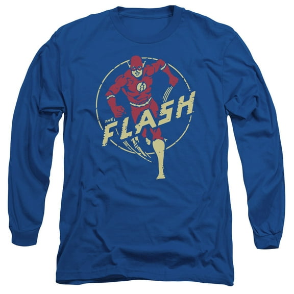 DC Comics Flash Flash Comics-Long Sleeve Adult 18/1 Royal Blue