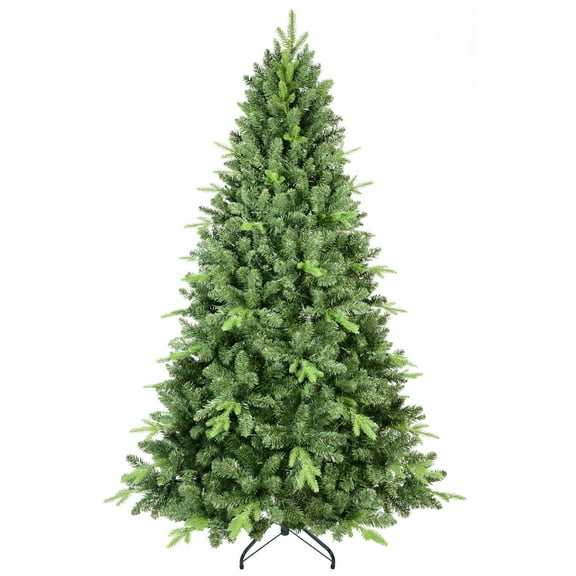 Demi Bonn 7.5ft Artificial Christmas Tree with 2155 PVC Branches, Hinged Foldable Base for Indoor Decorating, Durable Metal Wires, Green