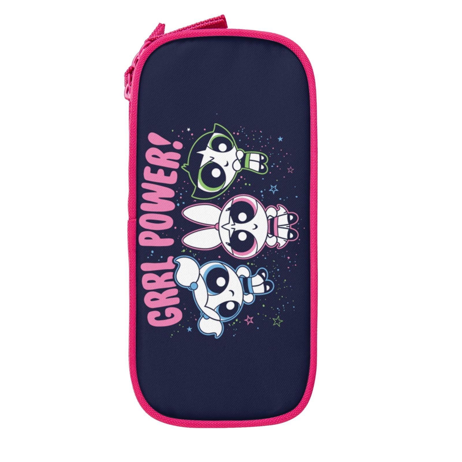 The Powerpuff Gi-rls Pencil Case Large Capacity Pencil Pouch Penbag Office Stationery Organizer Travel Makeup Bag Pink