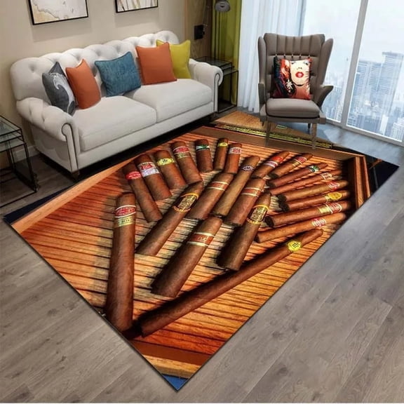 Tobacco Cigar Smoke Series Drink Area Rug Carpet Rug for Living Room Bedroom Sofa Doormat ration Kid Play Non-slip Floor Mat