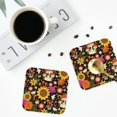 thumbnail image 4 of Yiaed Sunflowers Mushrooms Print Leather Coasters for Drinks - Cup Coasters Coffee Table Kitchen Table Bar, Home & Office Gifts Handmade Drink Coasters-Square, 4 of 6