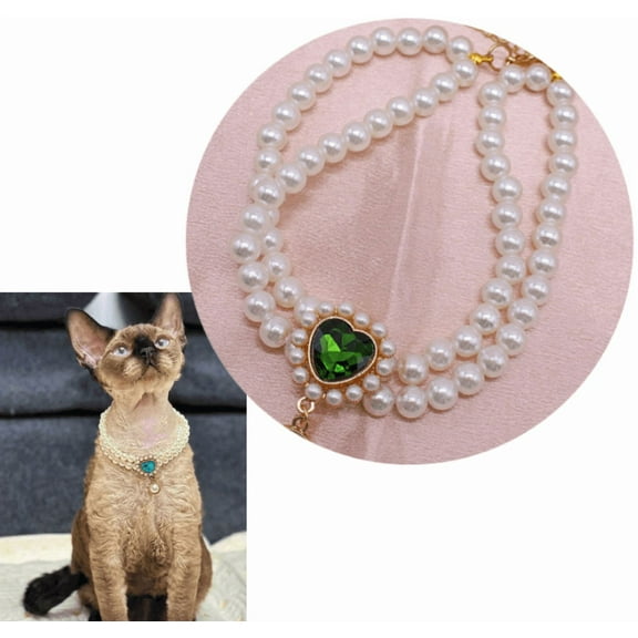 Dog Necklaces for Small Dogs, Diamond Male Cat Collar Jeweled Diamond Pendant Bling Dog Jewelry for Puppy Small Dogs Boy Cats - Green,S