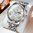 thumbnail image 3 of OLEVS Watches for Men, Mens Watches Quartz Silver Stainless Steel Waterproof Luminous Business Calendar Wrist Watch reloj para hombre, 3 of 12