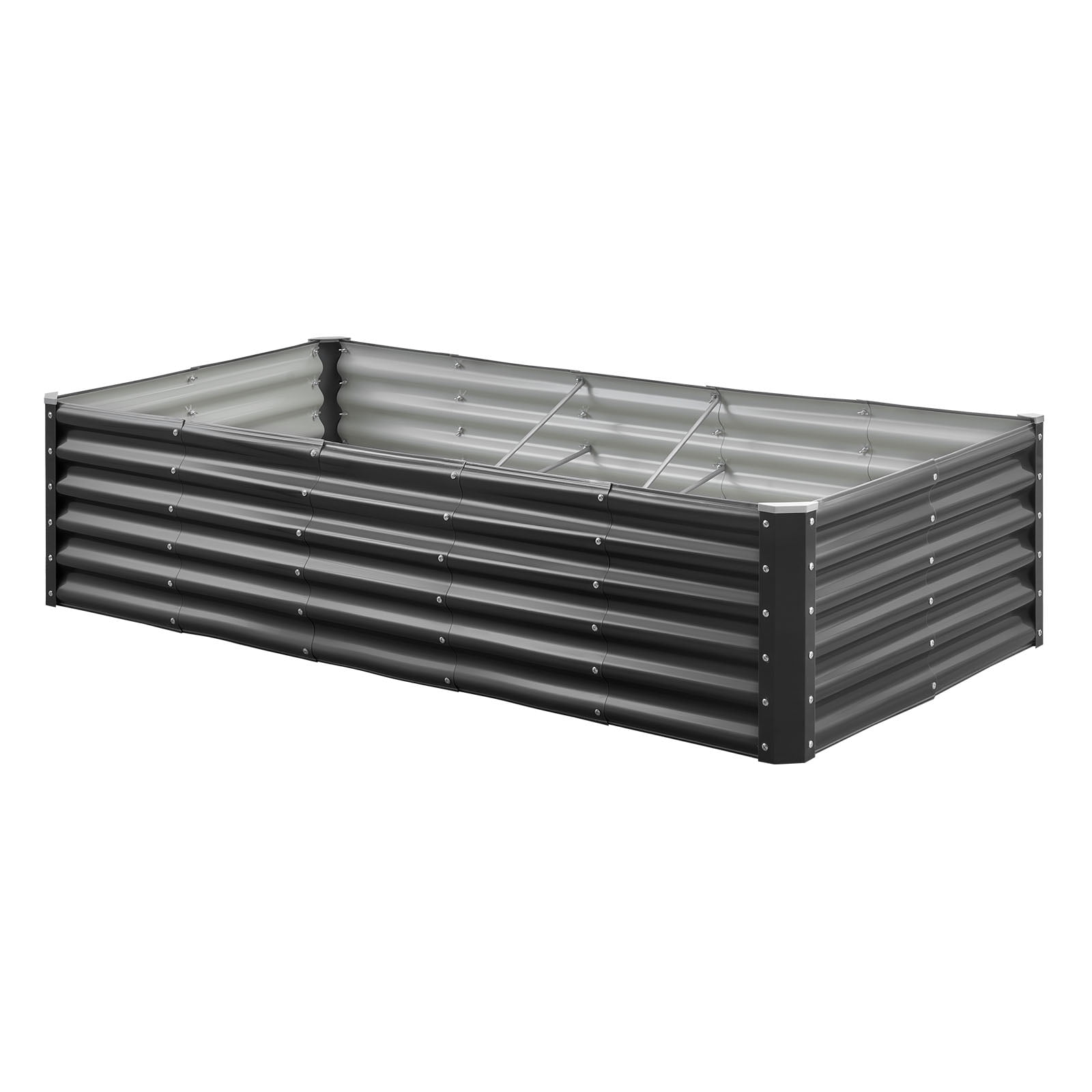 VEVOR Metal Raised Garden Bed, 6 x 3 x 1.4 ft Outdoor Galvanized Planter Garden Box, Open Bottom Design, Large Planter Raised Bed for Growing Vegetables, Flowers, Herbs, and Succulents, Dark Gray