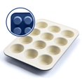thumbnail image 1 of GreenLife 12Cup Muffin Pan Healthy Ceramic Nonstick Bakeware PFOA PFASFree Cupcake Sheet Durable Baking Tray Versatile Kitchen Essentials Easy Clean Muffin Mold Nonstick Baking Pan Blue, 1 of 1