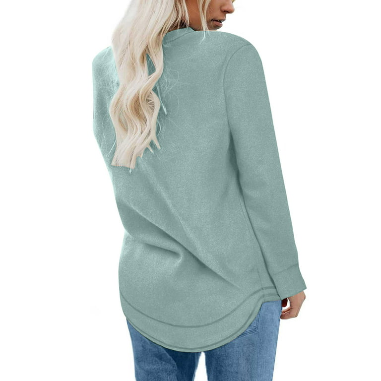 UPPADA Long Sleeve Tunic Tops for Women to Wear with Leggings Basic Solid  Color Plain Blouse Shirts Comfy Soft Tunics Tees