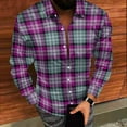 thumbnail image 4 of RongHuan Flannel Shirts for Men Lightweight Long Sleeve Plaid Business Shirt Casual Comfy Button Down Lapel Tshirt, 4 of 8