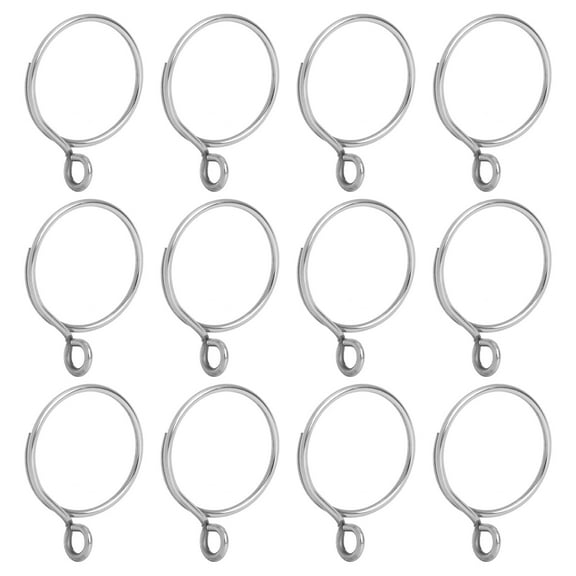 FESTFENDS Curtain Rings with Clips 36Pcs Metal Drapery Curtain Rings for Bedroom Curtains Silver Stainless Steel