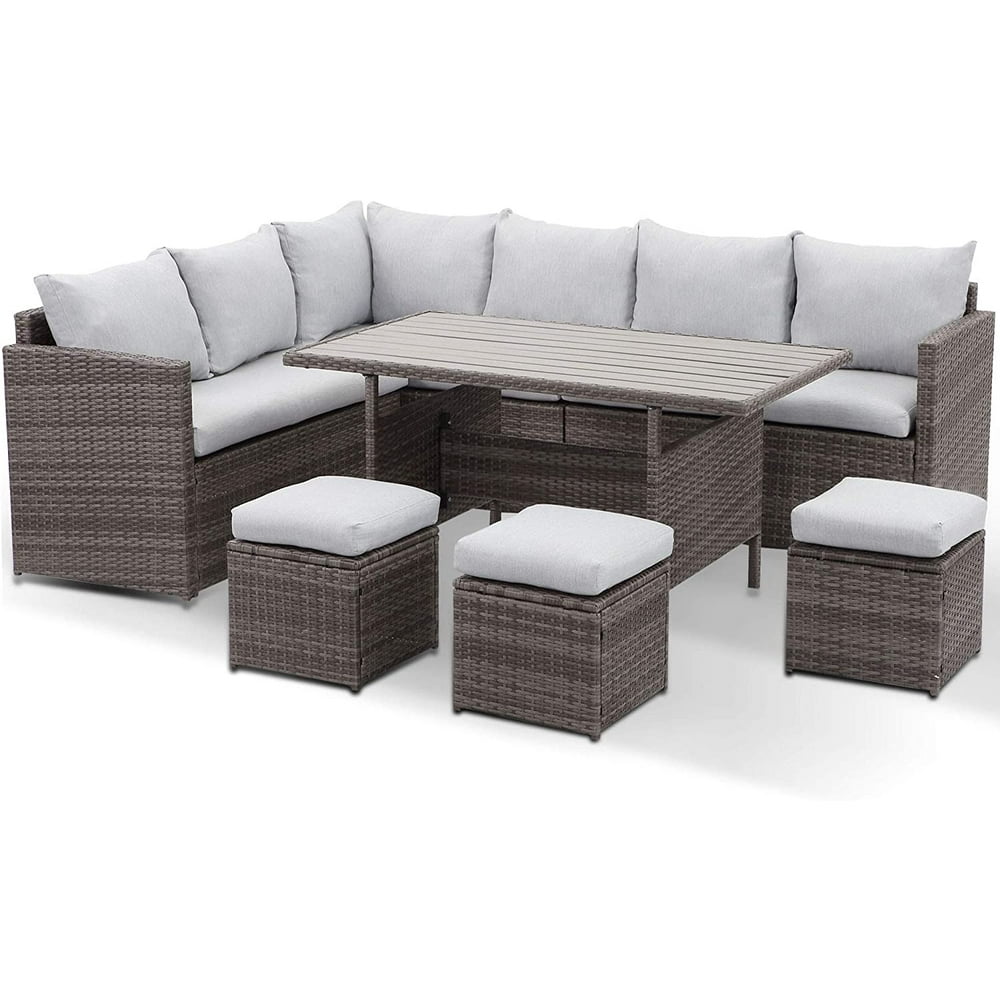 7 Pieces Outdoor Sofa Set, Wicker Rattan Patio Sectional Furniture Sets