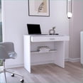 thumbnail image 6 of Writing Desk, Compact Workstation with Drawer & Lower Shelf | White | Engineered Wood, 6 of 7