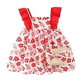 thumbnail image 1 of Robes Décontractées pour Bébés Filles Été Floral Col Rond Volants Sans Manches Maille Tutu Princesse Plage Vacances Robe Mode Urbaine, Rouge, 3-6 Mois, 1 of 2