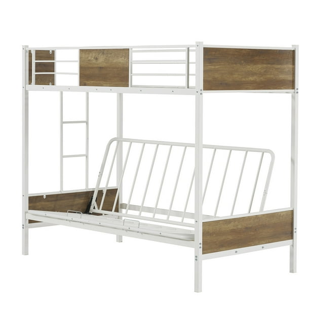 Metal Twin Over Full Futon Bunk Bed, Metal And Wood Futon Bunk Bed
