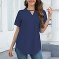 thumbnail image 4 of loopsun Plus Size Tops for Womens,Womens Summer Tops,Women Fashion Solid Color Round Neck Short Sleeve T-Shirt Blouse Tops Navy M, 4 of 5