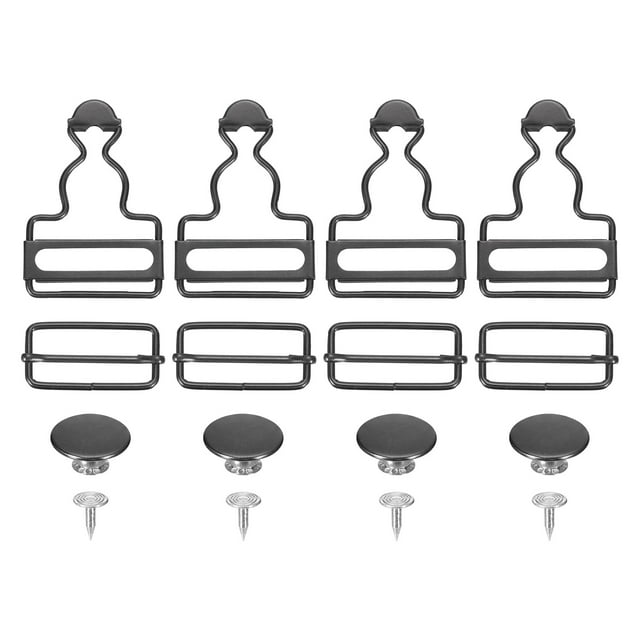 Unique Bargains Boucles de Salopette 10 Ensembles Boucles de Remplacement Rétro pour Bretelles 35mm Noir
