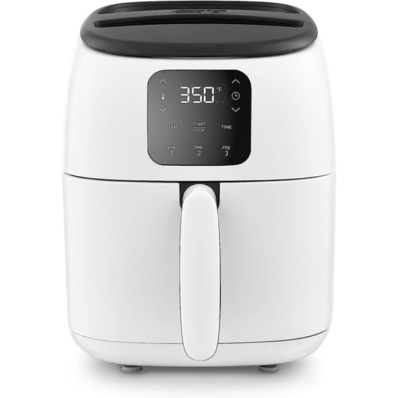 DASH Tasti-Crisp™ Electric Air Fryer Oven, 2.6 Qt., White – Compact Air Fryer for Healthier Food in Minutes, Ideal for Small Spaces - Auto Shut Off, Digital, 1000-Watt (White)- New