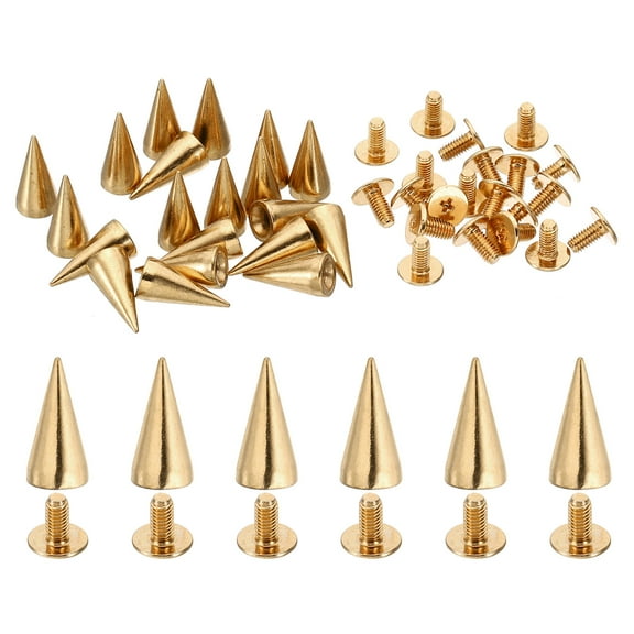 14.5mm Studs for Clothing, 20 Sets Studs and Spikes Leather Rivets for Clothing Leather Punk, 7x14.5mm, Gold Tone