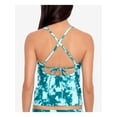thumbnail image 2 of SALT + COVE Women's Aqua Acid Wash Stretch Lined V-Wire Tie Sea Foam Square Neck Tankini Swimsuit Top XS, 2 of 4