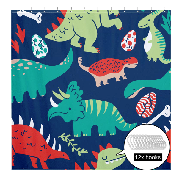 Dinosaur Cartoon Shower Curtains for Winter Bath Bathroom Decors Home