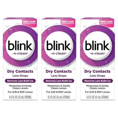 (3 pack) Blink-N-Clean Lens Drops for Any Soft Contact Lens, 0.5 FL OZ