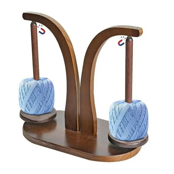 Magnetic Double Yarn Holder Wooden Sewing Yarn Spinner Magnetic Thread Spool Wool Ball Winder ,Efficiently Make Yarn Cake