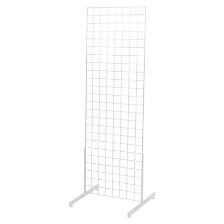 SSWBasics 2 ft x 6 ft White Standing Grid Screen - Includes Panel and 2 Grid Legs