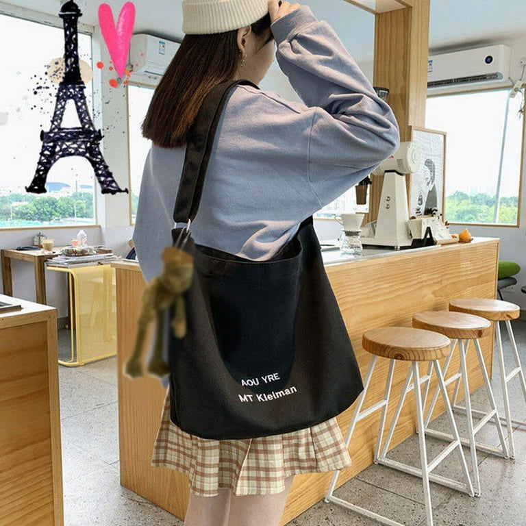 Fashion Extra Large Capacity Lightweight Canvas Bag Shoulder Bag Shopping  Handbags Bag for Women Ladies School Work College Travel, Black