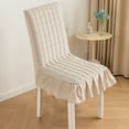 thumbnail image 6 of Quilted Dining Chair Cushion Cover with Ties - Full Coverage Thickened Stool Slipcover Set, Polyester Soft Seat Pad for Office & Home Decor,Beige, 6 of 6