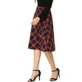 thumbnail image 5 of INSPIRE CHIC Women's Plaid Skirts Belted High Waist A-Line Mid-Length Skirts M Red Blue, 5 of 9