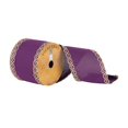 thumbnail image 1 of Vickerman Q181342 3.75 in. x 10 Yards Plum Dupioni Ribbon with Gold Swirl Edge, 1 of 1