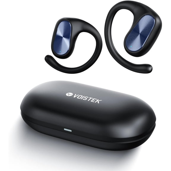 Voistek OBT-020 Wireless Open-Ear Earbuds for Running, Gym, Hiking, Commute | 8H Playtime, Auto Pairing, Bluetooth 5.3, IP57 Sweatproof, Secure Ear Hook - Black