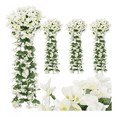 thumbnail image 1 of 4pcs Flores Artificiales Violeta Decoración Fiesta Bod BLANCO VERDE, 1 of 5