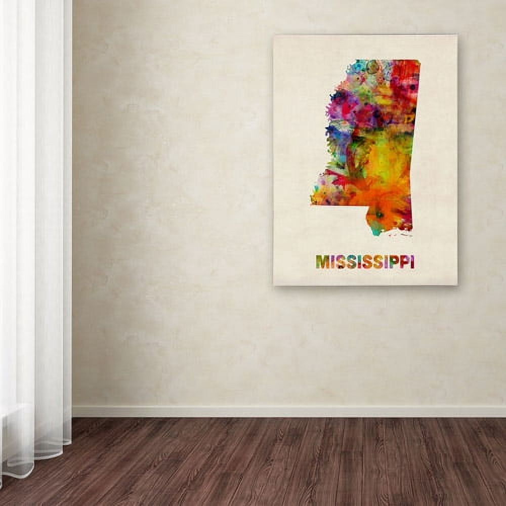Trademark Fine Art "Mississippi Map" Canvas Wall Art by Michael Tompsett