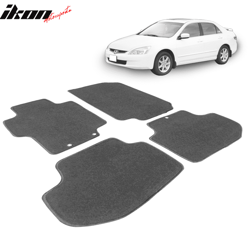 fits 0307 honda accord floor mats carpet front & rear gray 4pc nylon