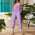 thumbnail image 4 of BOMYJESK Summer Halloween Costumes Jumpsuit for Women Cartoon Pumpkin One Piece Sleeveless Rompers Overalls Loose 2026 Hippie Spaghetti Strap Rompers Dark Purple M, 4 of 7