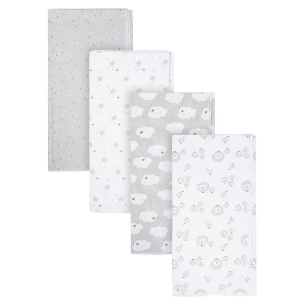 Gerber Baby Unisex Flannel Blankets, 4Pack, SHEEP
