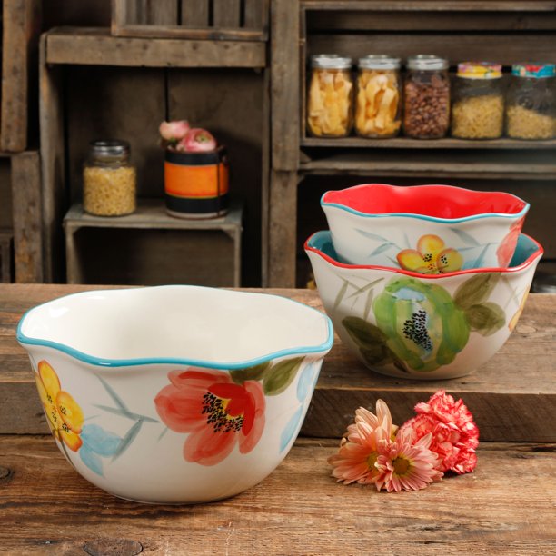 The Pioneer Woman Vintage Bloom 3Piece Serving Bowl Set