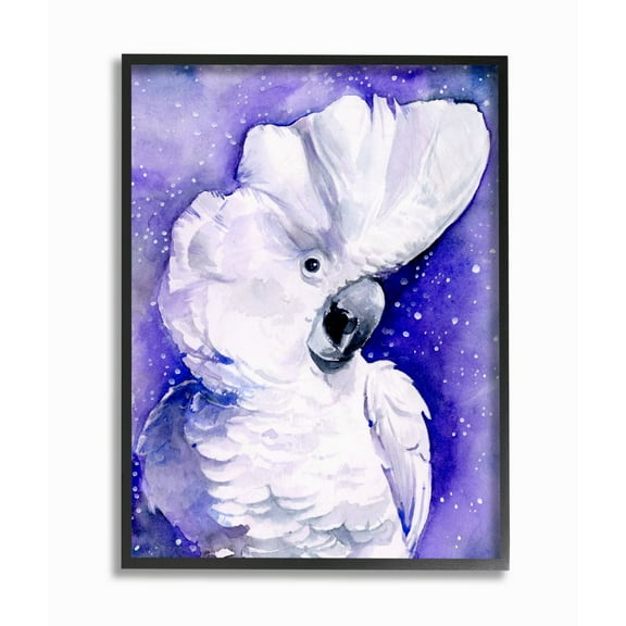 Stupell Industries Space Bird Watercolor Animal Purple Painting Black Framed Art Print Wall Art, 24x30, by Jennifer Paxton Parker