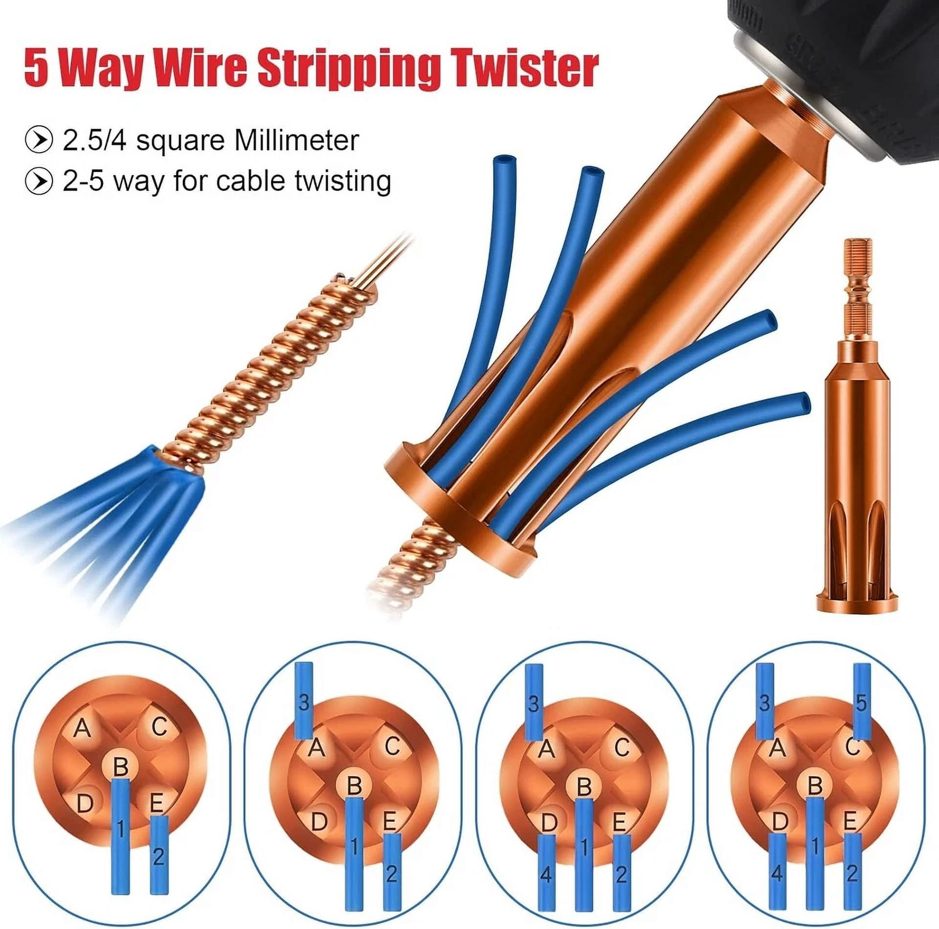 CRESTIN- 3X Wire Stripping&Twisting Tool Electrical Drill Wire Stripper Cable Nut Twister